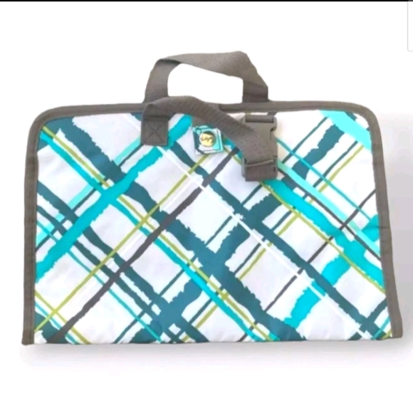 hirty-One Uptown Jewelry Carrier Folding Organizer Bag Sea Plaid NWOT - Picture 1 of 4